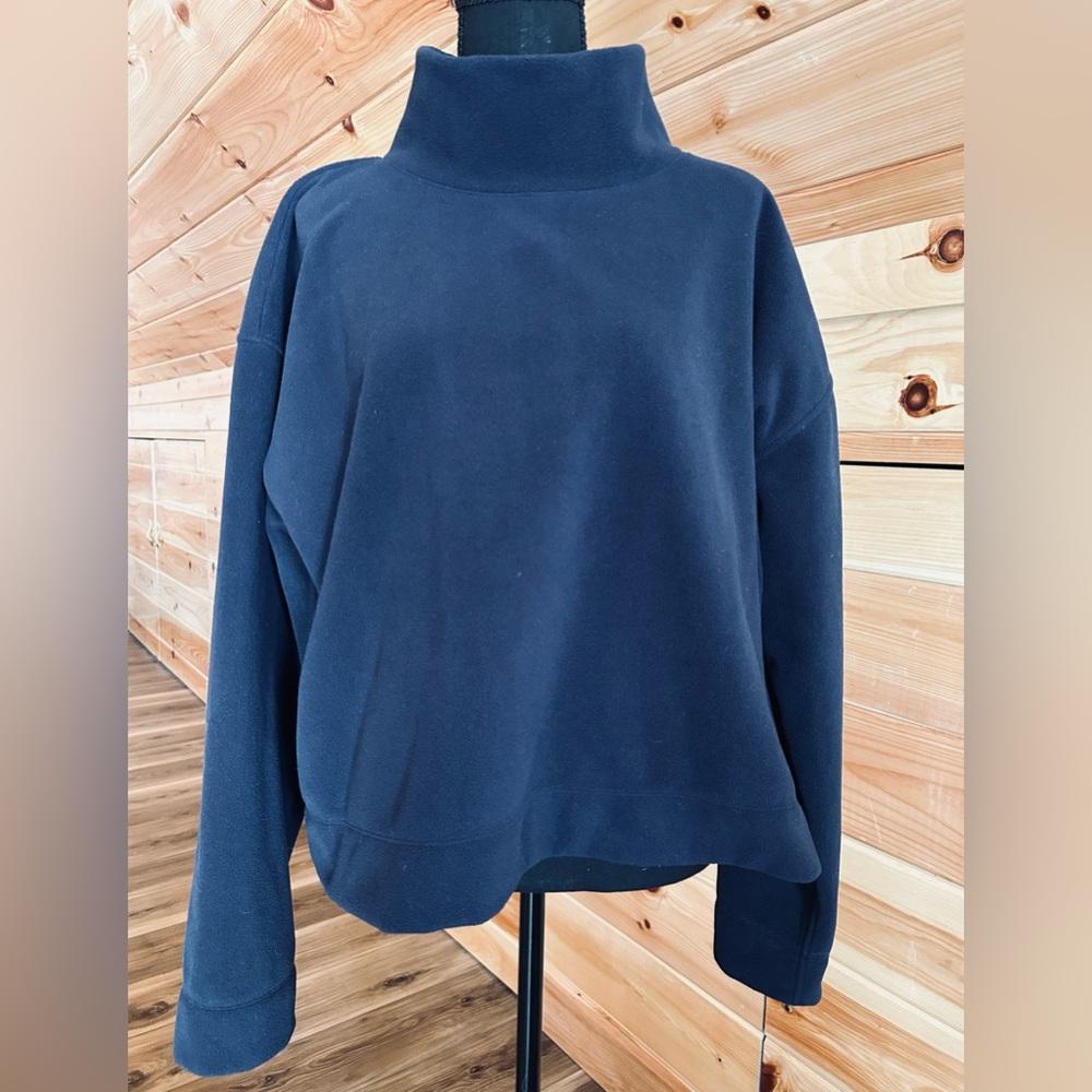 Vineyard Vines Classic Navy Cozy Mock Neck Fleece Pullover